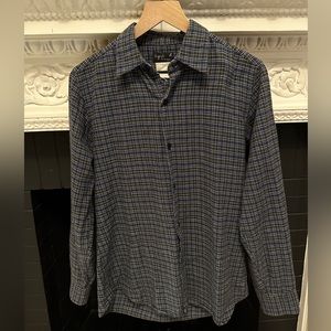 agnés b. hommes Paris checked Thomas Dark Blue Plaid Shirt Made in France